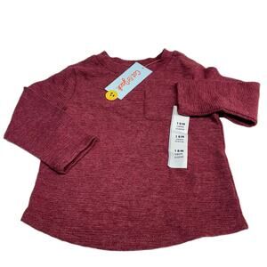 Cat & Jack™ 18M Boys' Maroon Long Sleeve Comfortable Top - Red